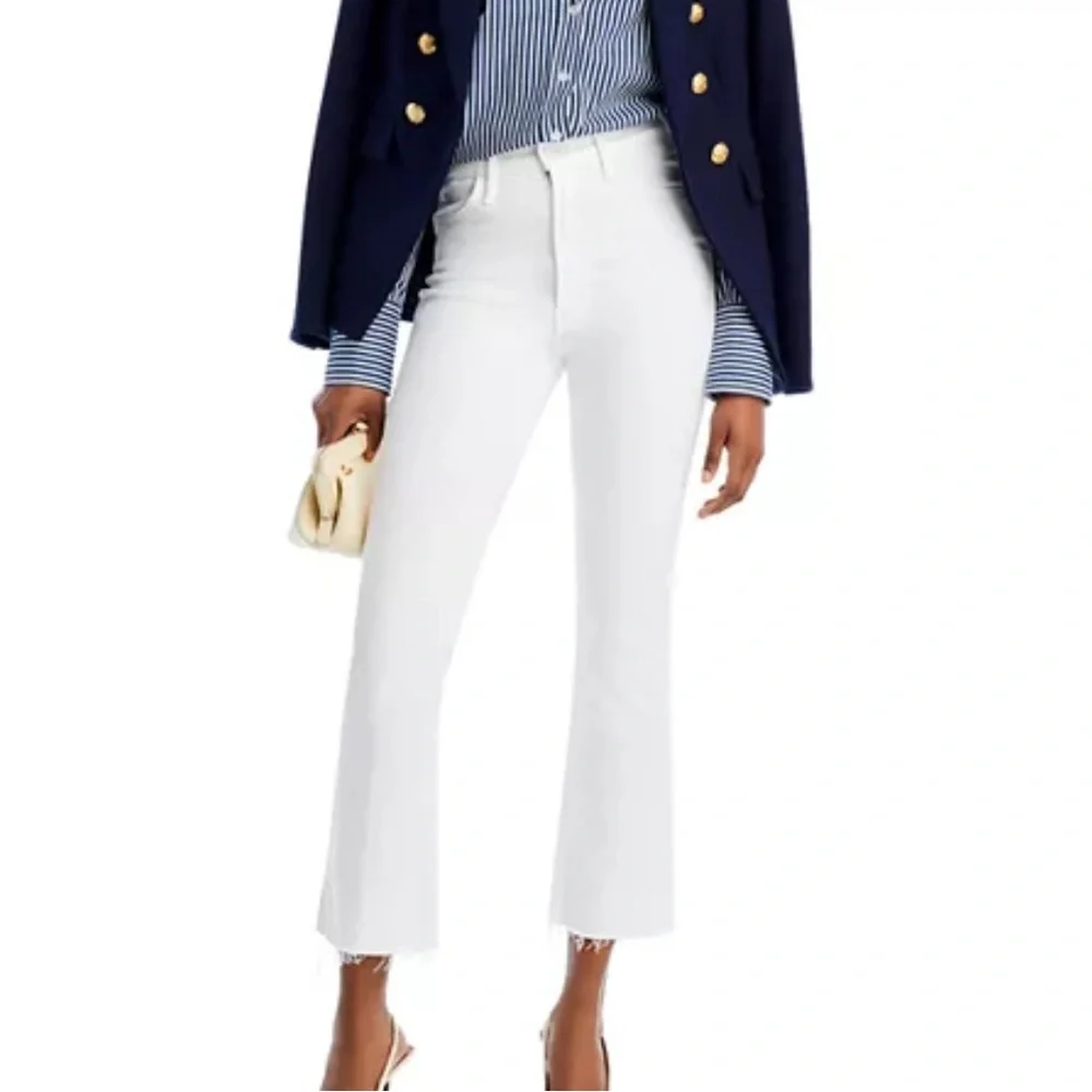 MOTHER The Hustler Ankle Fray White Jeans - Picture 1 of 10